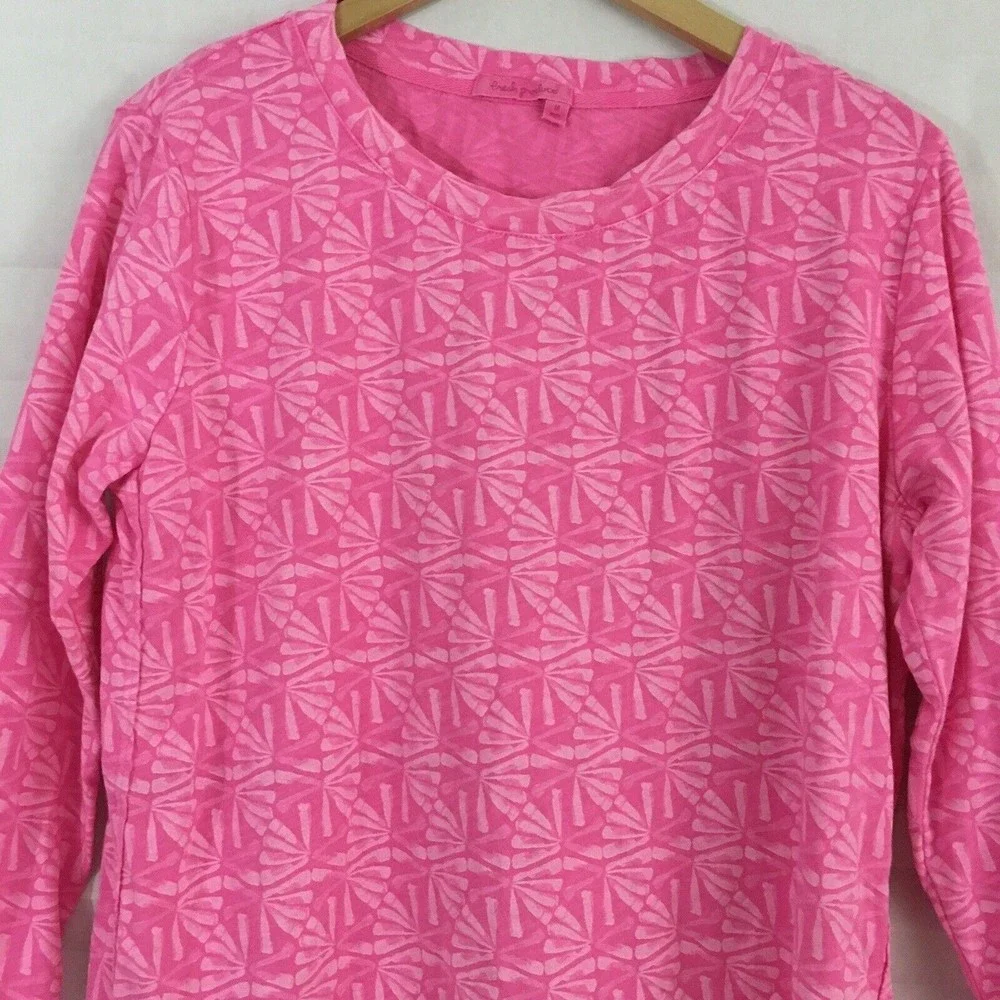 Fresh Produce Tunic Top Size M Scoop Neck 3/4 Sleeve 100% Cotton Hot Pink - Picture 3 of 7